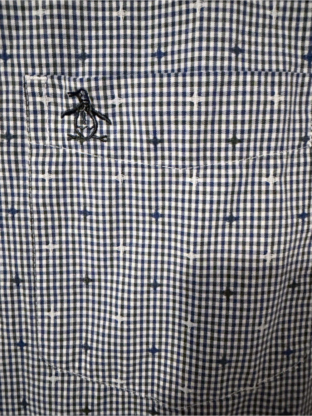 Original Penguin Blue and White Micro-Check Button-Down Shirt - Picture 3 of 4